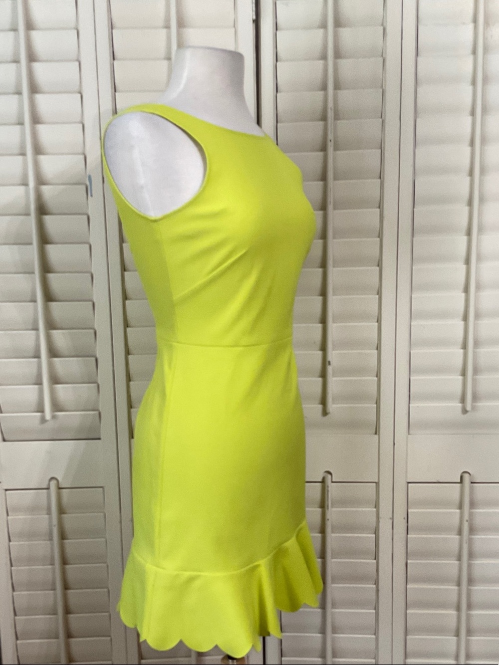 J. Crew Neon Yellow Scallop-Hem Mini Dress - Picture 2 of 4